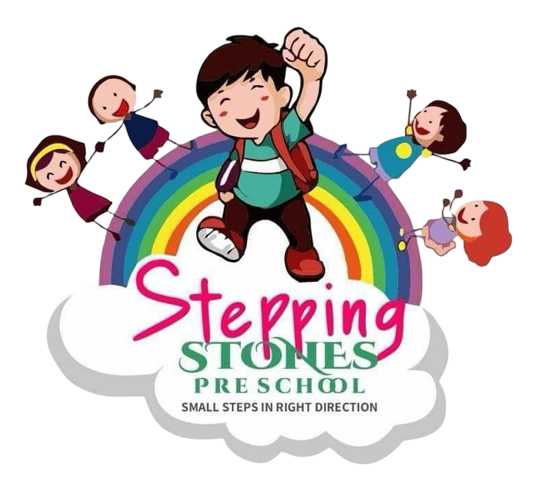 Happy preschool children playing with blocks